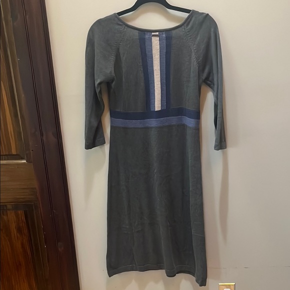 Prana Gray Sheath Dress 3/4 Sleeve Scoop Neck - Picture 4 of 5